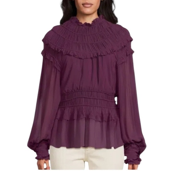 Farm Rio burgundy Ruffled Blouse - Picture 4 of 4